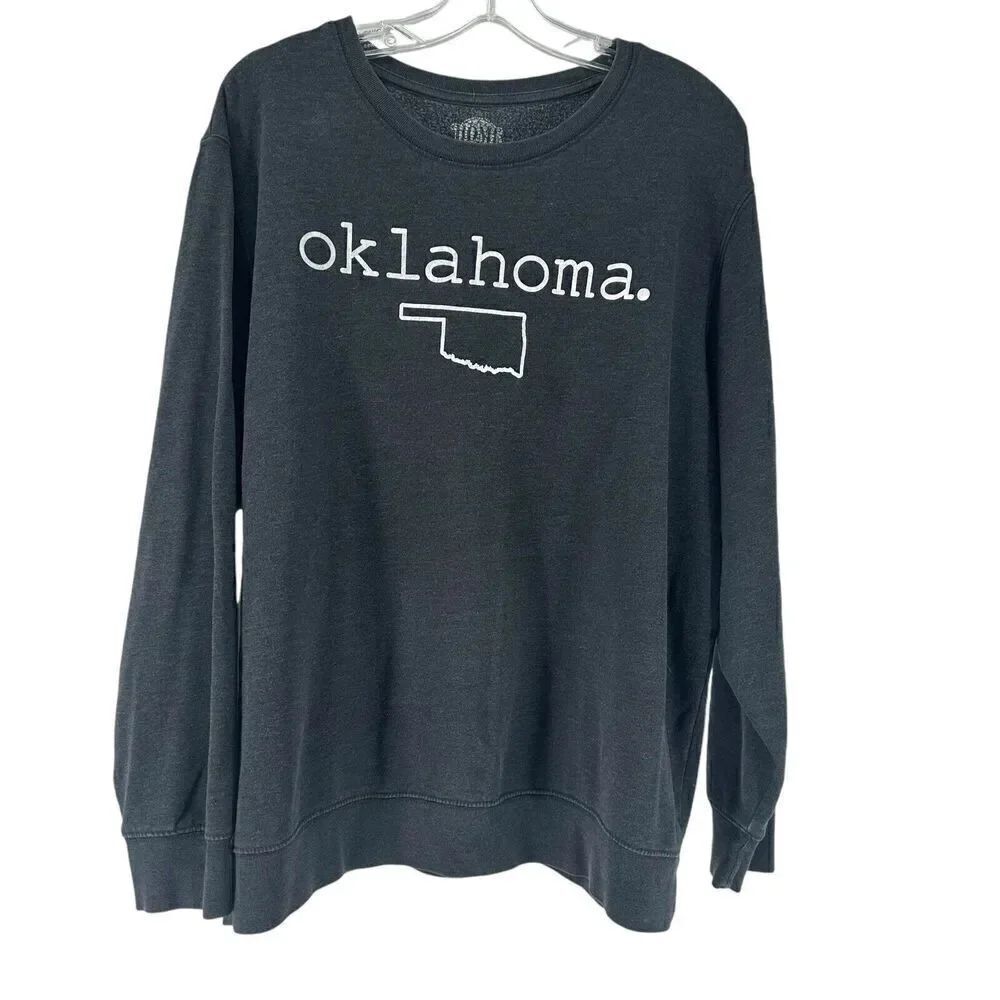 Oklahoma Home State Sweatshirt Gray Womens Size 3X 24W 26W Casual Pullover Top